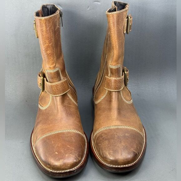 Cole Haan Biker Boots Leather Cap Toe Zip Nike Air Rugged mens size 11 - Picture 1 of 11